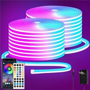 100ft RGB LED neon rope lights waterproof flexible strip with remote and app con
